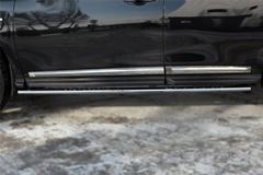 Пороги труба 75х42 овал с проступью для Nissan Pathfinder 2014-