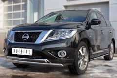 Пороги труба 75х42 овал с проступью для Nissan Pathfinder 2014-