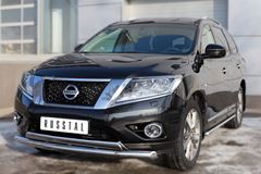 Пороги труба 120х60 овал с проступью для Nissan Pathfinder 2014-