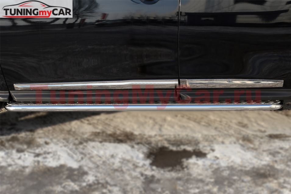 Пороги труба D42 с листом для Nissan Pathfinder 2014-