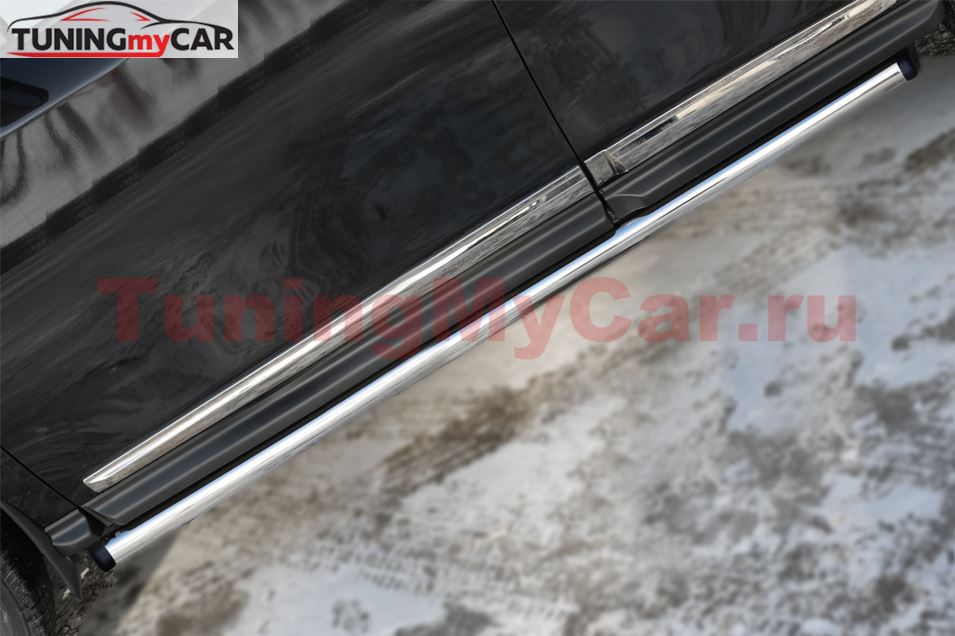 Пороги труба D63 (вариант 2) для Nissan Pathfinder 2014-