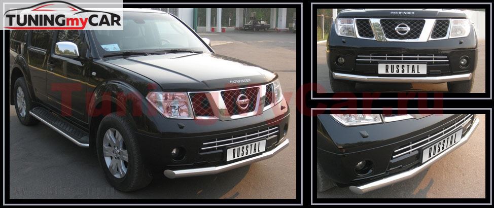 Защита переднего бампера D76 для Nissan Pathfinder IV 2004-2009