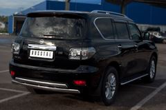 Защита заднего бампера D75х42/75х42 овалы для Nissan Patrol 2010-2013