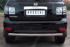Защита заднего бампера D75х42 овал для Nissan Patrol 2010-2013