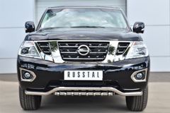 Защита переднего бампера D63 (волна)+D42 (зубы) для Nissan Patrol 2014-