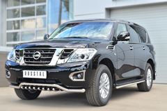 Защита переднего бампера D63 (волна)+D42 (зубы) для Nissan Patrol 2014-