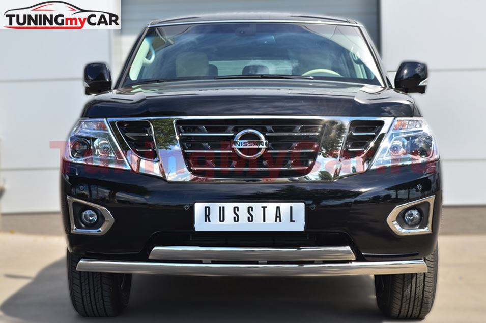 Защита переднего бампера D75х42 (дуга) 75х42 (дуга) для Nissan Patrol 2014-