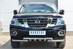 Защита переднего бампера D76 (дуга) D76х2 (дуга)+клыки для Nissan Patrol 2014-