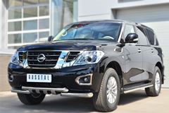 Защита переднего бампера D76 (дуга) D76х2 (дуга)+клыки для Nissan Patrol 2014-