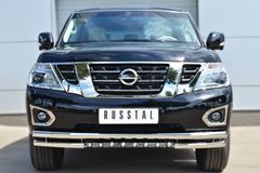 Защита переднего бампера D63 (секции) D63 (уголки)+D42 (зубы) для Nissan Patrol 2014-