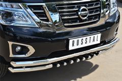 Защита переднего бампера D63 (секции) D63 (уголки)+D42 (зубы) для Nissan Patrol 2014-