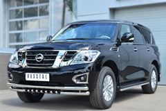 Защита переднего бампера D63 (секции) D63 (уголки)+D42 (зубы) для Nissan Patrol 2014-