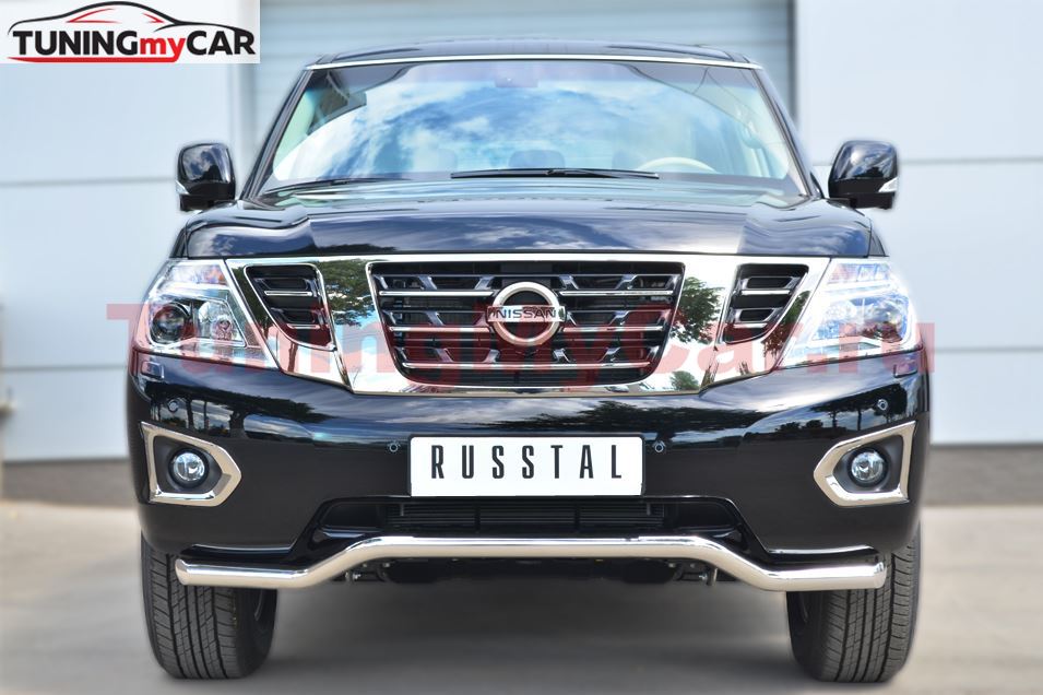 Защита переднего бампера D63 (волна) для Nissan Patrol 2014-