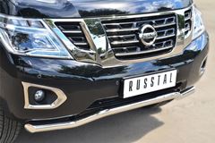 Защита переднего бампера D63 (волна) для Nissan Patrol 2014-