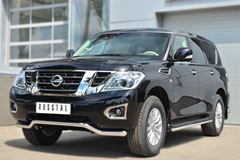 Защита переднего бампера D63 (волна) для Nissan Patrol 2014-
