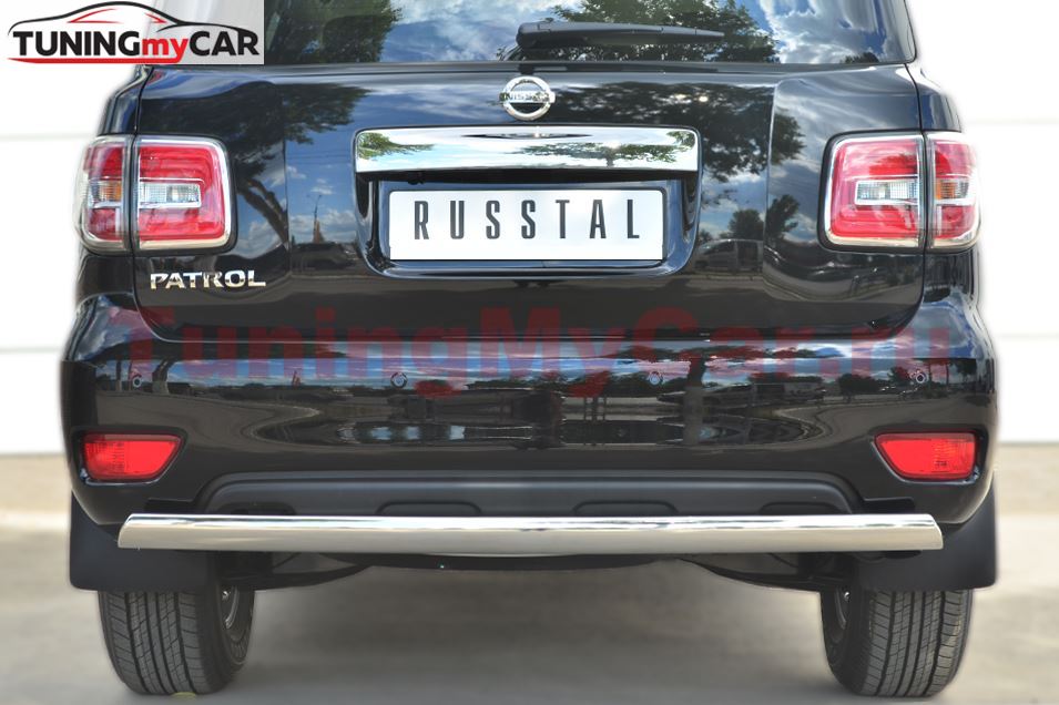 Защита заднего бампера D75х42 (дуга) для Nissan Patrol 2014-