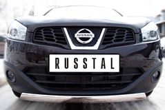 Защита переднего бампера D75х42 овал для Nissan Qashqai +2 2010-
