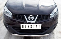 Защита переднего бампера D75х42 овал для Nissan Qashqai +2 2010-