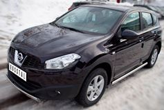 Защита переднего бампера D75х42 овал для Nissan Qashqai +2 2010-
