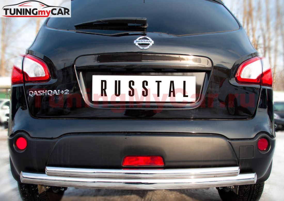 Защита заднего бампера D63/42 (дуга) для Nissan Qashqai +2 2010-