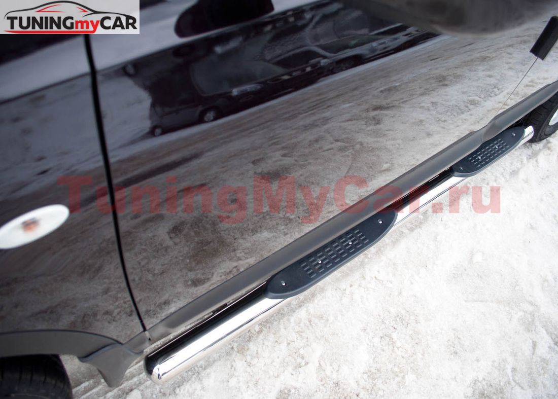 Пороги труба D76 с накладками (вариант 3) для Nissan Qashqai +2 2010-