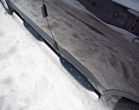 Пороги труба D76 с накладками (вариант 3) для Nissan Qashqai +2 2010-