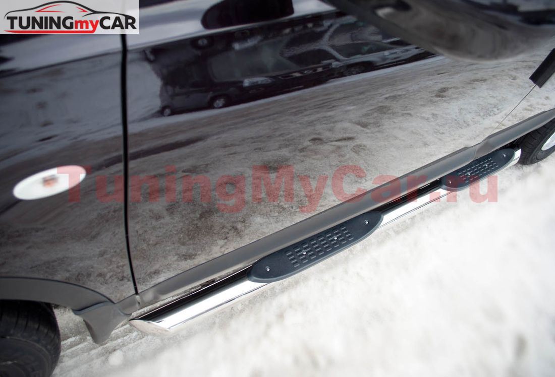Пороги труба D76 с накладками (вариант 1) для Nissan Qashqai +2 2010-
