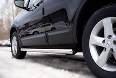 Пороги труба D63 (вариант 3) для Nissan Qashqai +2 2010-