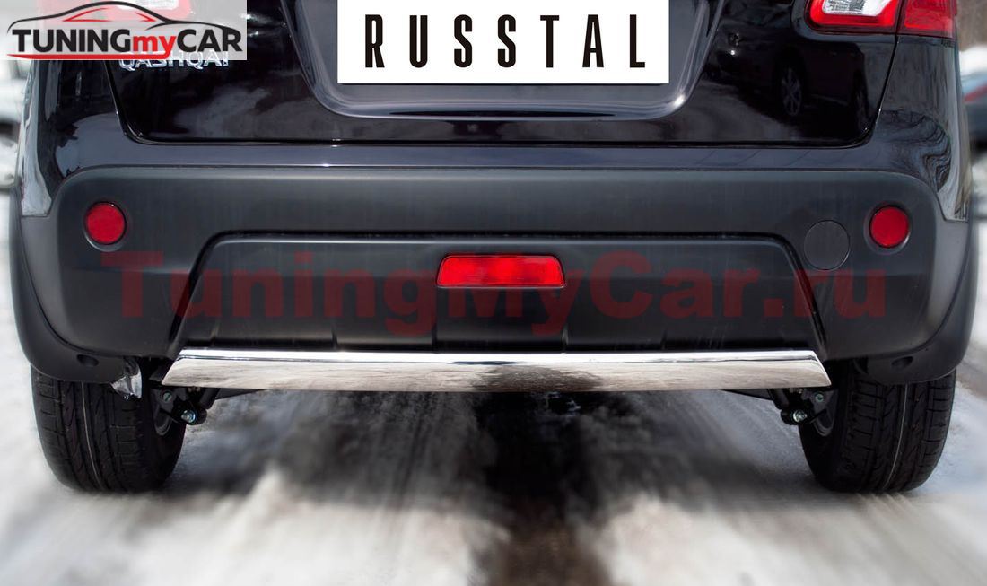 Защита заднего бампера D75х42 овал (дуга) для Nissan Qashqai 2010-2013