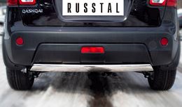 Защита заднего бампера D75х42 овал (дуга) для Nissan Qashqai 2010-2013