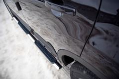 Пороги труба D75х42 овал с накладками для Nissan Qashqai 2010-2013