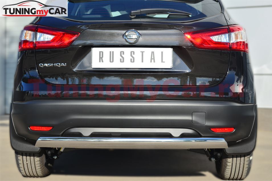 Защита заднего бампера D75х42 (дуга) для Nissan Qashqai 2014-