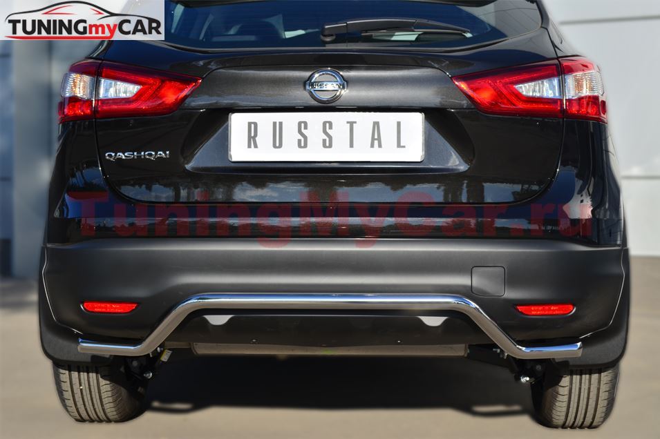 Защита заднего бампера D42 (волна) для Nissan Qashqai 2014-