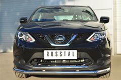 Защита переднего бампера D63 (секции) D75х42 (дуга) для Nissan Qashqai 2014-