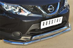 Защита переднего бампера D63 (секции) D75х42 (дуга) для Nissan Qashqai 2014-
