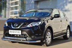 Пороги труба 75х42 овал с проступью для Nissan Qashqai 2014-