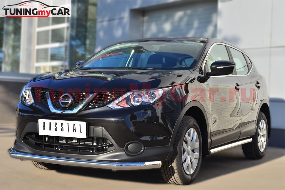 Пороги труба D63 (вариант 2) для Nissan Qashqai 2014-