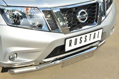 Защита переднего бампера D63 (волна) с декор надписью для Nissan Terrano 2014-