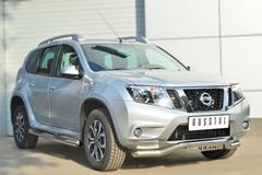 Пороги труба D76 с накладкой (вариант 3) для Nissan Terrano 2014-