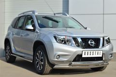 Пороги труба 75х42 овал с проступью для Nissan Terrano 2014-
