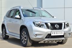 Пороги труба D42 с листом для Nissan Terrano 2014-