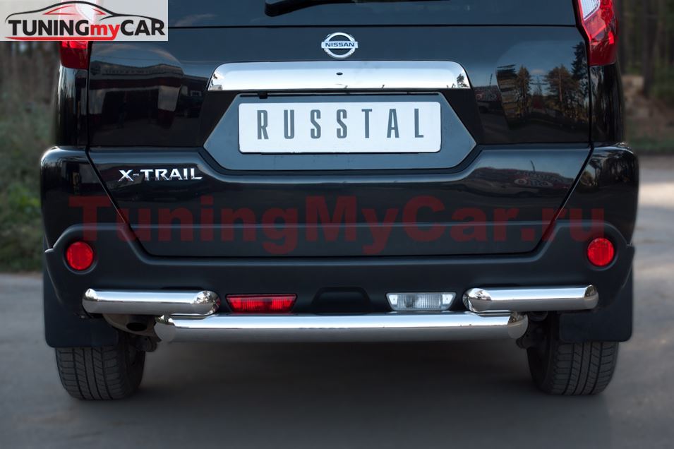 Защита заднего бампера D76/63 (дуга) для Nissan X-Trail 2011-2014
