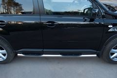 Защита порогов D76 с накладкой (вариант 3) для Nissan X-Trail 2011-2014