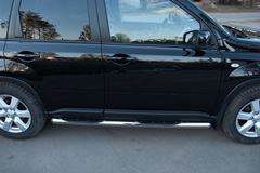 Защита порогов D76 с накладкой (вариант 2) для Nissan X-Trail 2011-2014