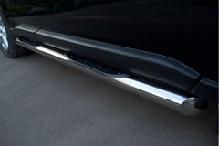 Защита порогов D76 с накладкой (вариант 1) для Nissan X-Trail 2011-2014