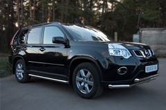 Защита порогов D63 (вариант 1) для Nissan X-Trail 2011-2014