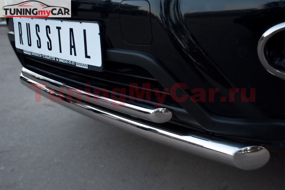 Защита переднего бампера D63/42 (дуга) для Nissan X-Trail 2011-2014