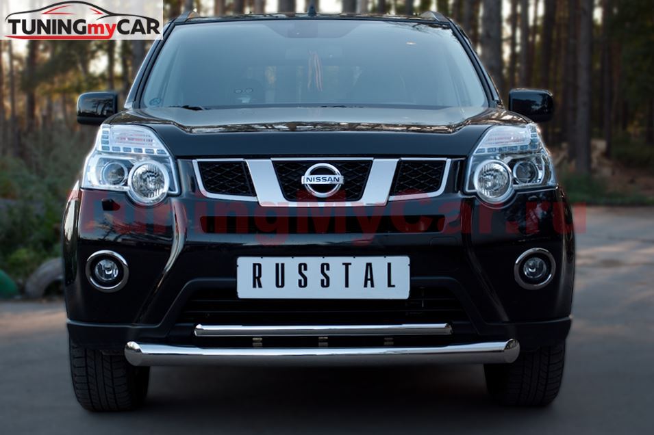 Защита переднего бампера D76/42 (дуга) для Nissan X-Trail 2011-2014