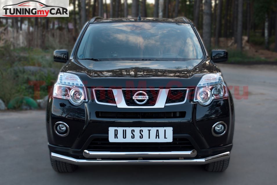 Защита переднего бампера D63/63 секции для Nissan X-Trail 2011-2014