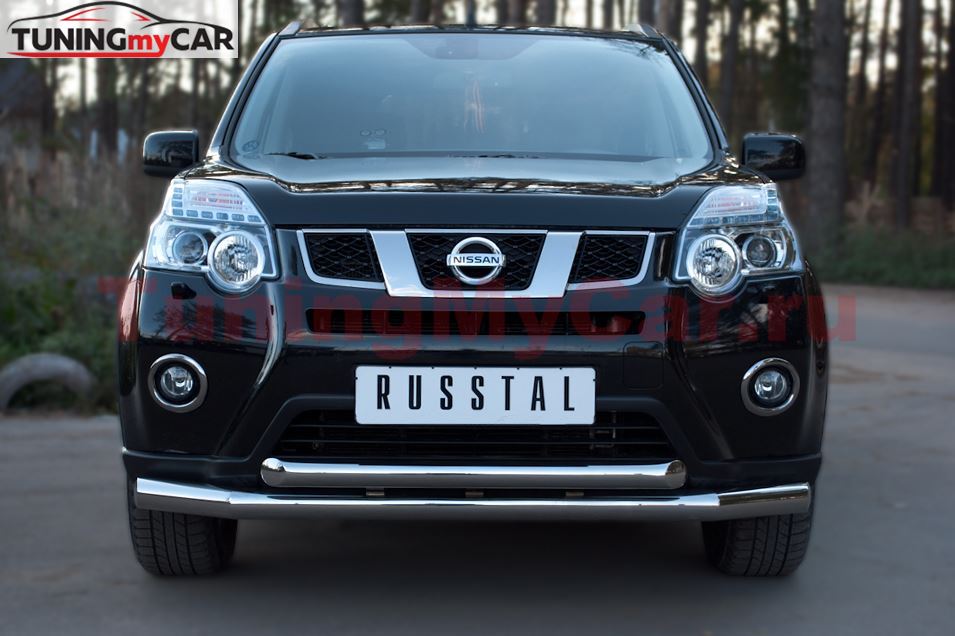 Защита переднего бампера D76/63 секции для Nissan X-Trail 2011-2014